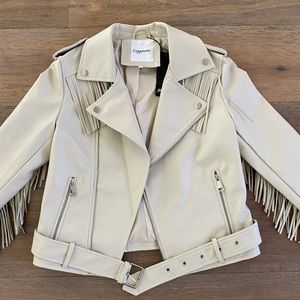 Cream fridge leather jacket
